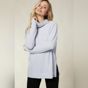 O'Neill Xenon Blue Waffle Knit Pullover Sweater Cowl Neck XS